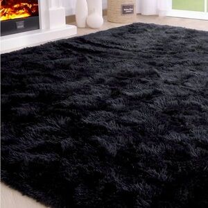 Rug - 🖤Black Accent Area Rug Carpet - Size 4x6 - Machine Washable